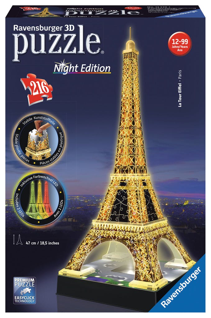 Ravensburger 3d Puzzel Eiffeltoren Nacht-editie - 216 Stuks