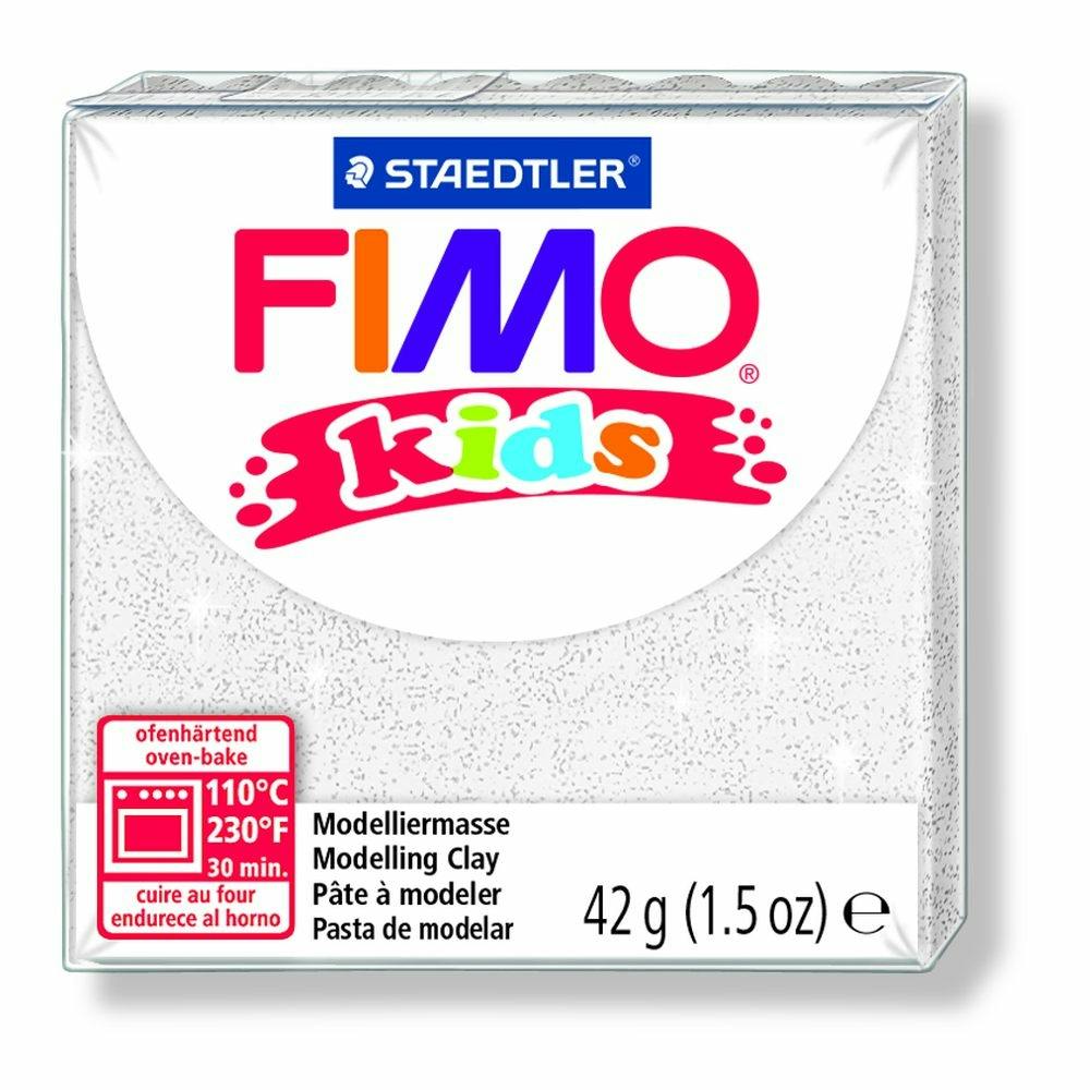Fimo Kids Boetseerklei Glitter - Wit