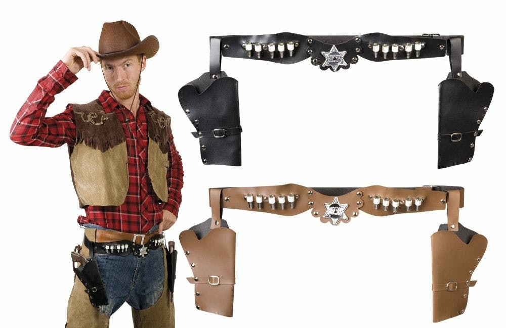 Cowboyholster Dubbel Sheriff 2kleuren (1 Van Assortiment).