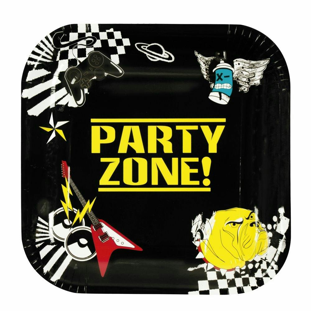 6 Plates Party Zone 25x25cm