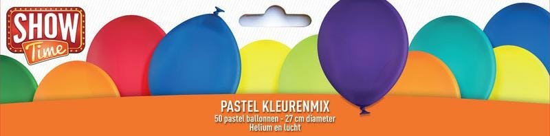 ShowTime 50 Pastel Ballonnen Kleurenmix - 27 cm Diameter