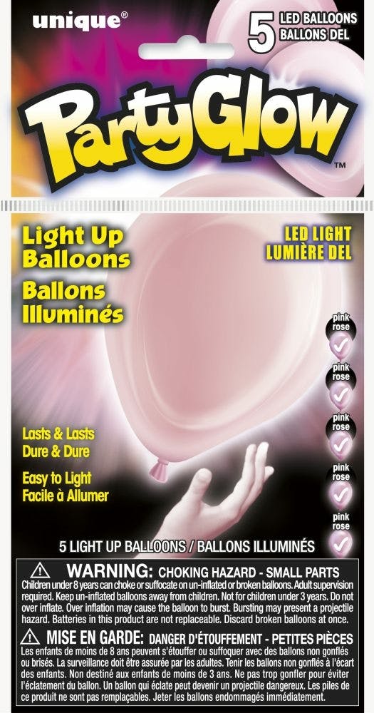 10" LED Ballon Petal Pink (5 Stuks)