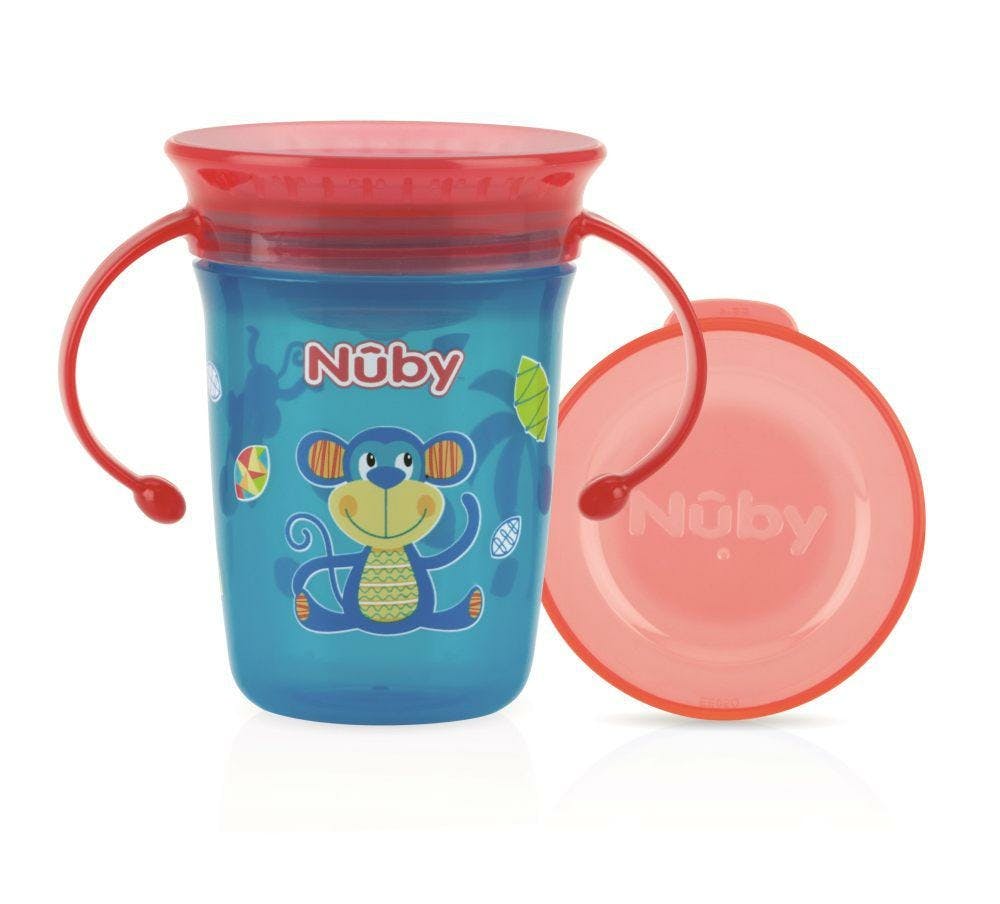 Nûby - Gobelet - 360 ° Wonder Cup Avec Anses - Aqua - 240ml - 6m +