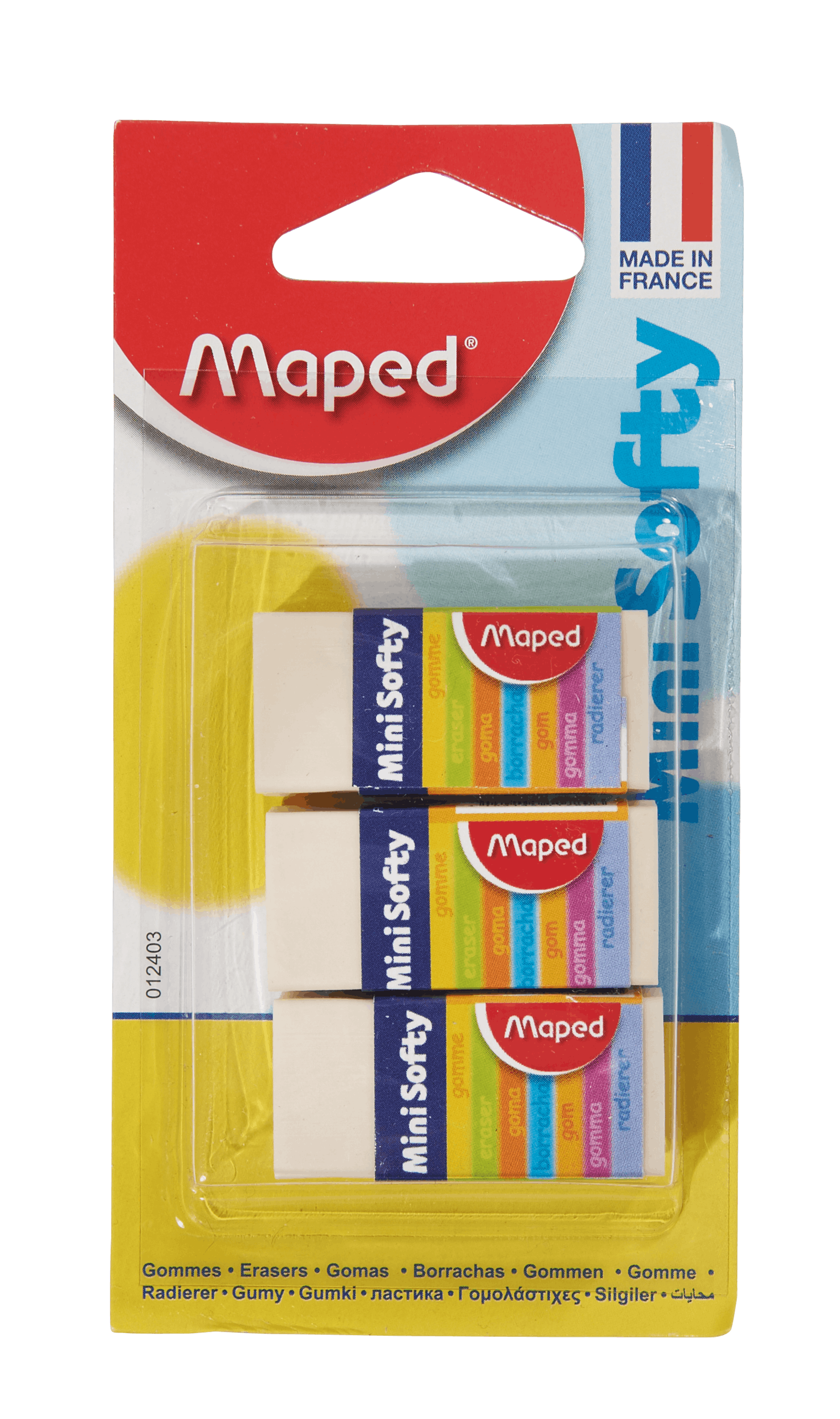 Papeterie: Maped 3 gommes Softy mini