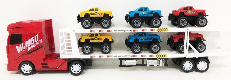 Wheellious Blue Truck Met 6 Auto's