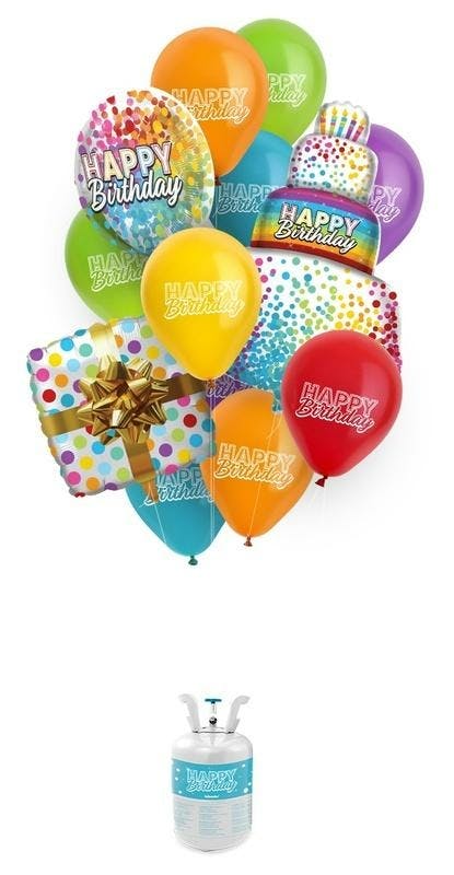 Helium Tank + Ballonnen Happy Birthday