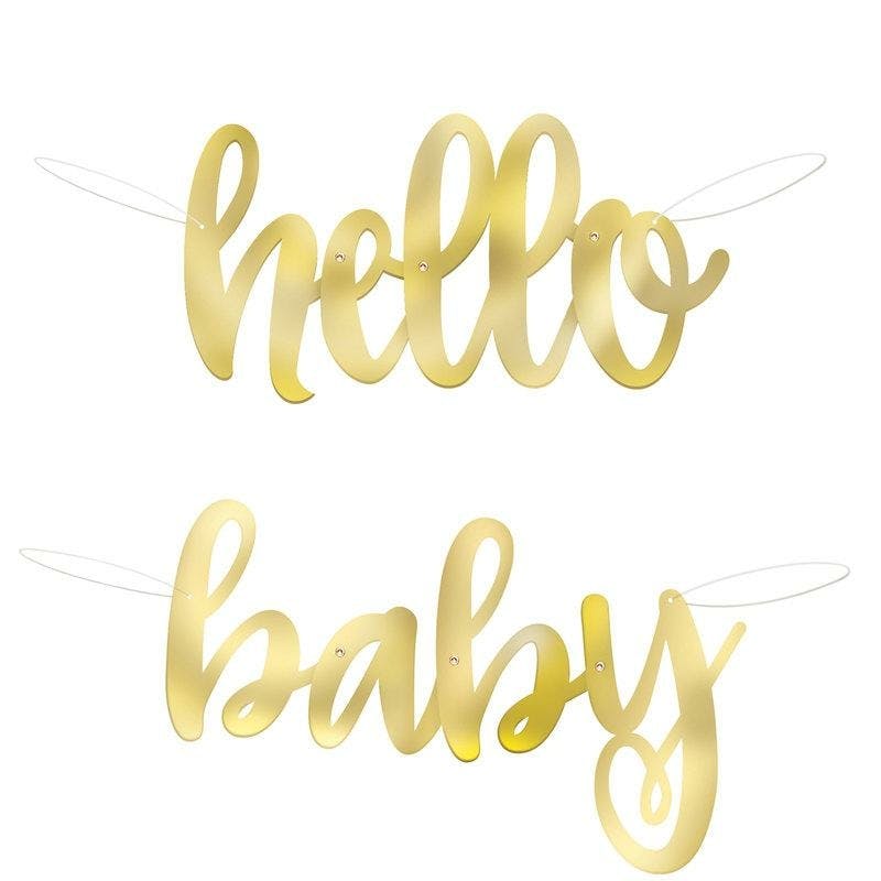 Banner "Hello Baby" Goud Baby Shower 2M
