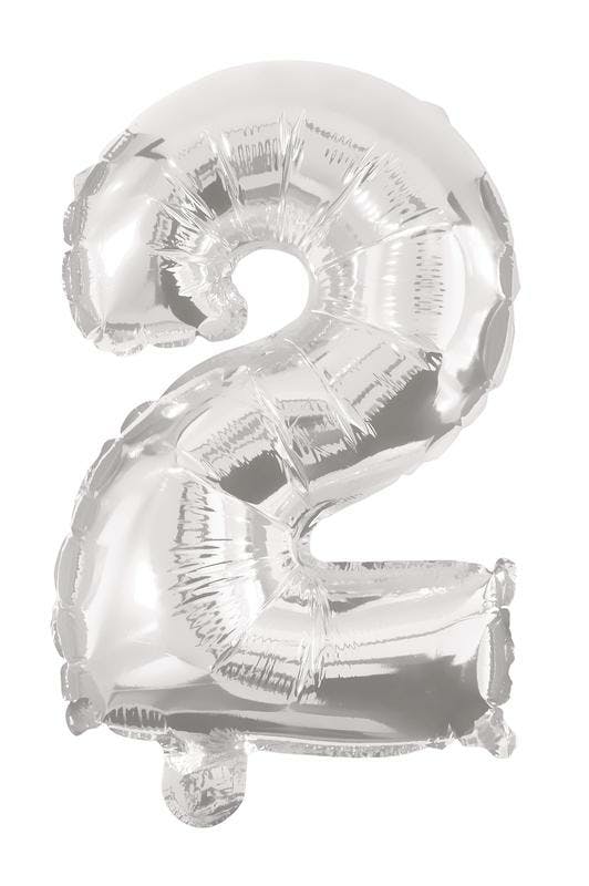 Folieballon Zilver Number 2 (86Cm)