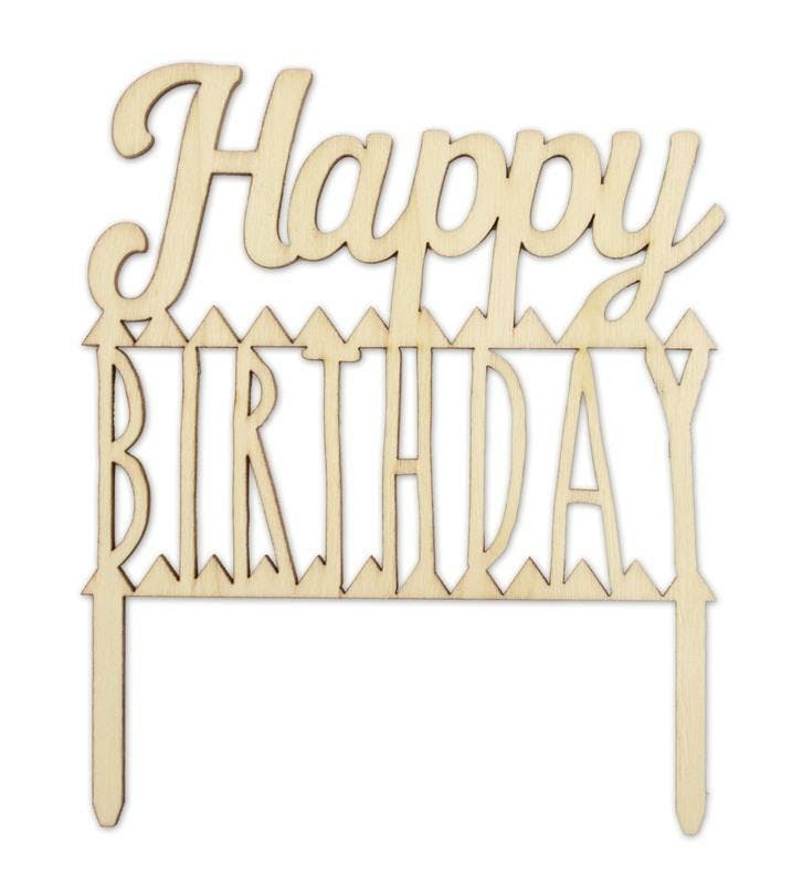 Cake Topper Hout Happy Birthday