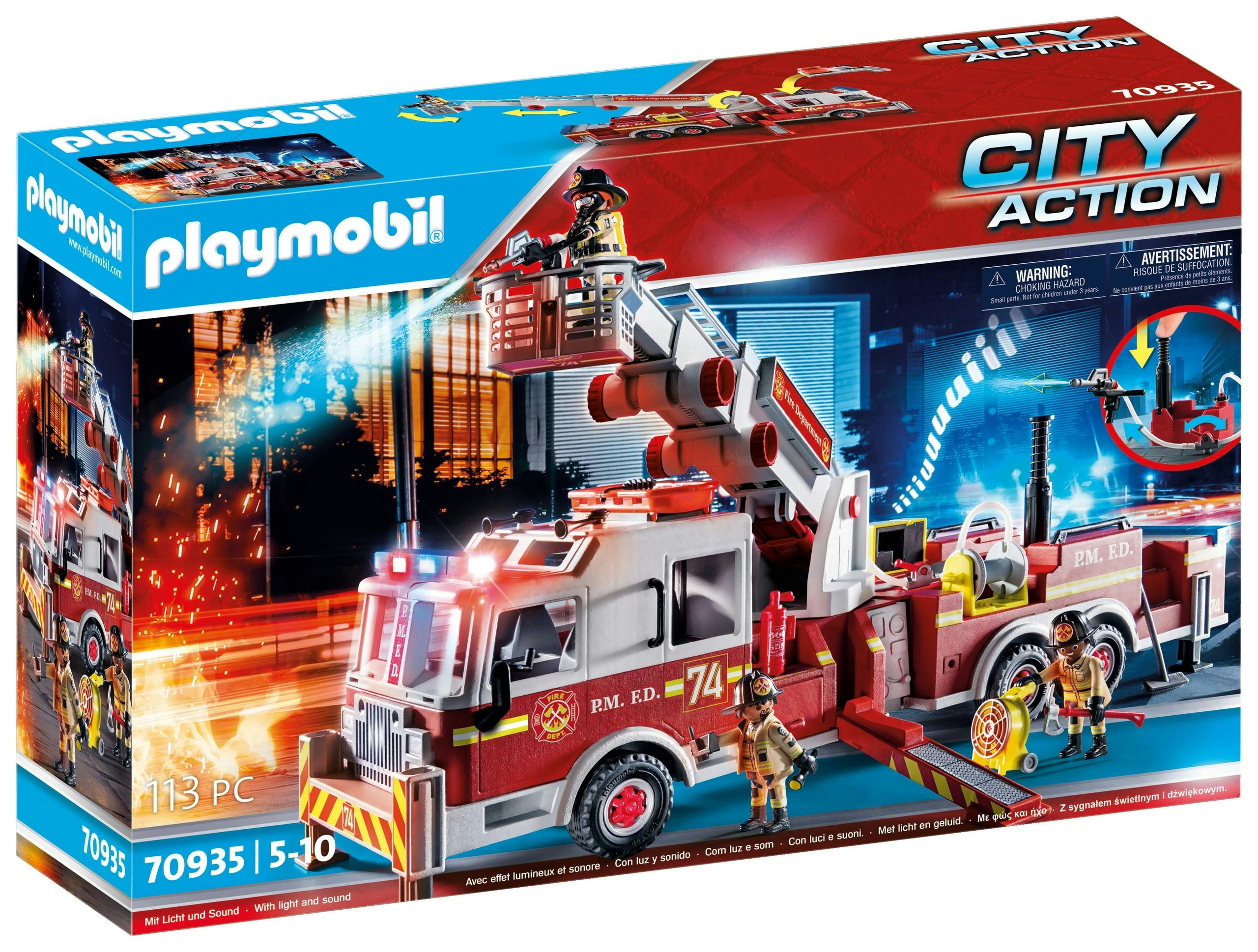 PLAYMOBIL City Action Eerste Hulp Brandweerwagen: Us Tower Ladder - 70935