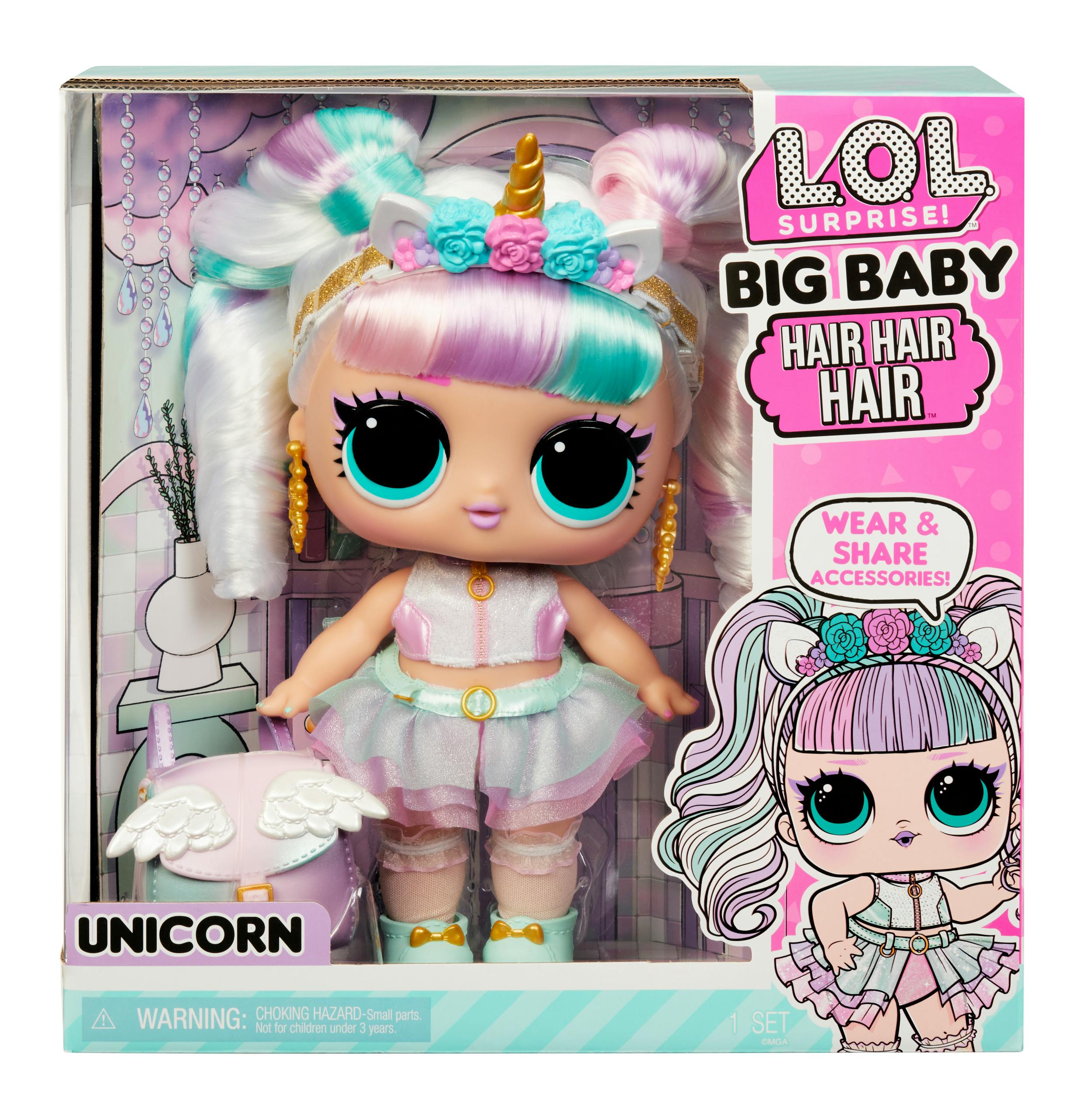 L.O.L Surprise Big Baby Hair Hair Hair Pop - Unicorn