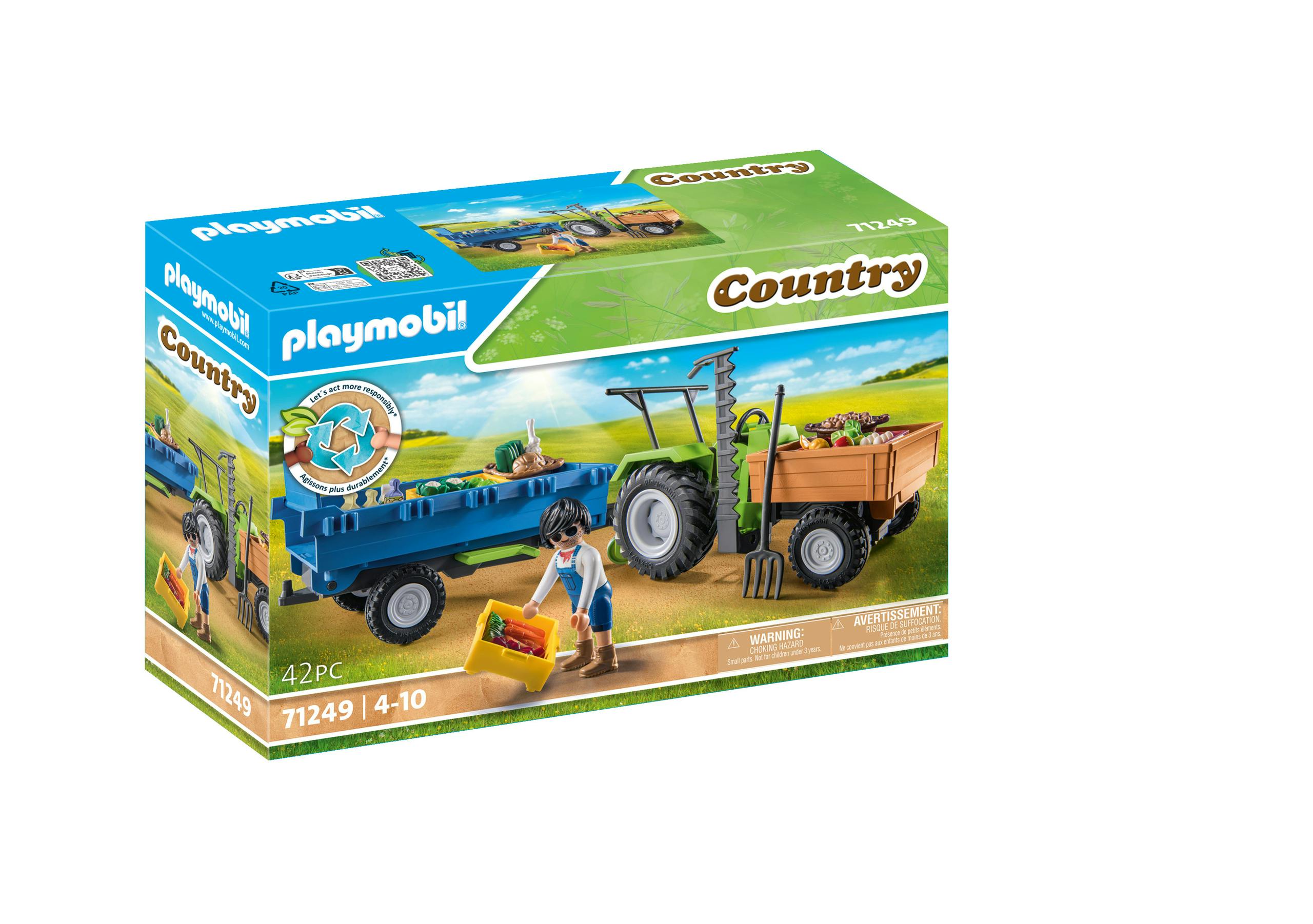 Playmobil Country - Tracteur De Campagne Avec Remorque - 71249