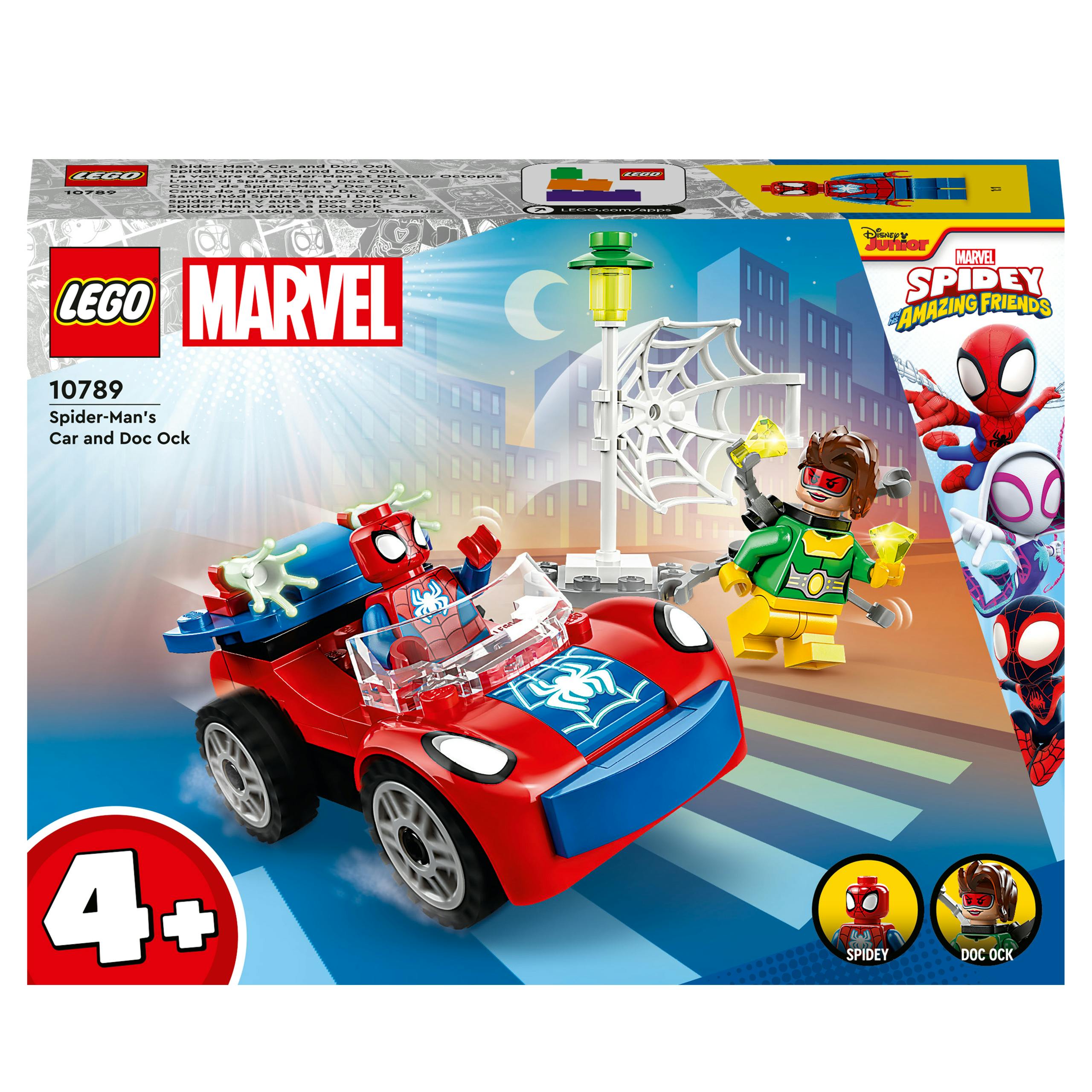 LEGO 76244 Marvel Miles Morales vs. Morbius, Jouet de Construction Spider- Man, avec Voiture de Course