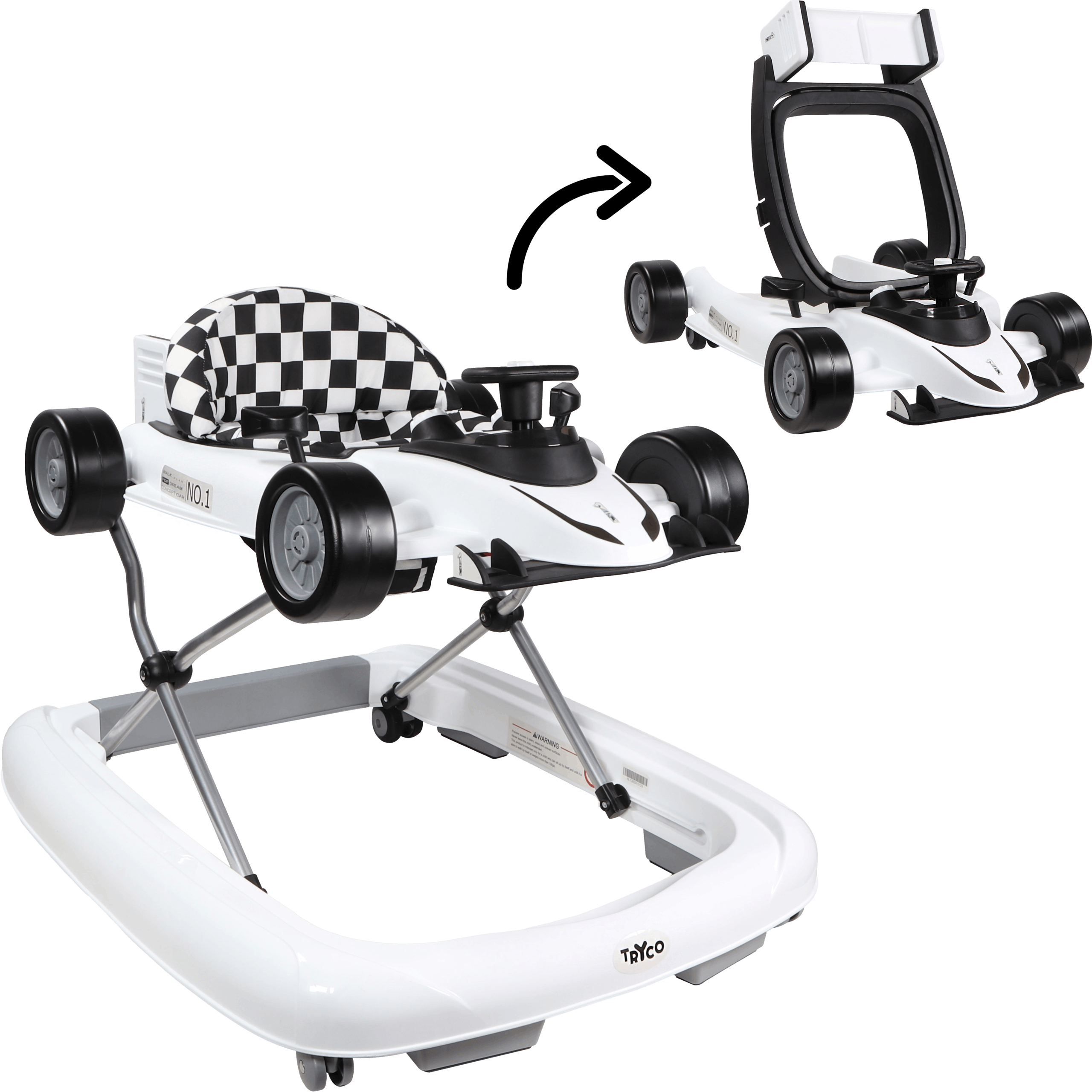 Tryco F1 Racer Loopwagen 2-In-1 - Wit