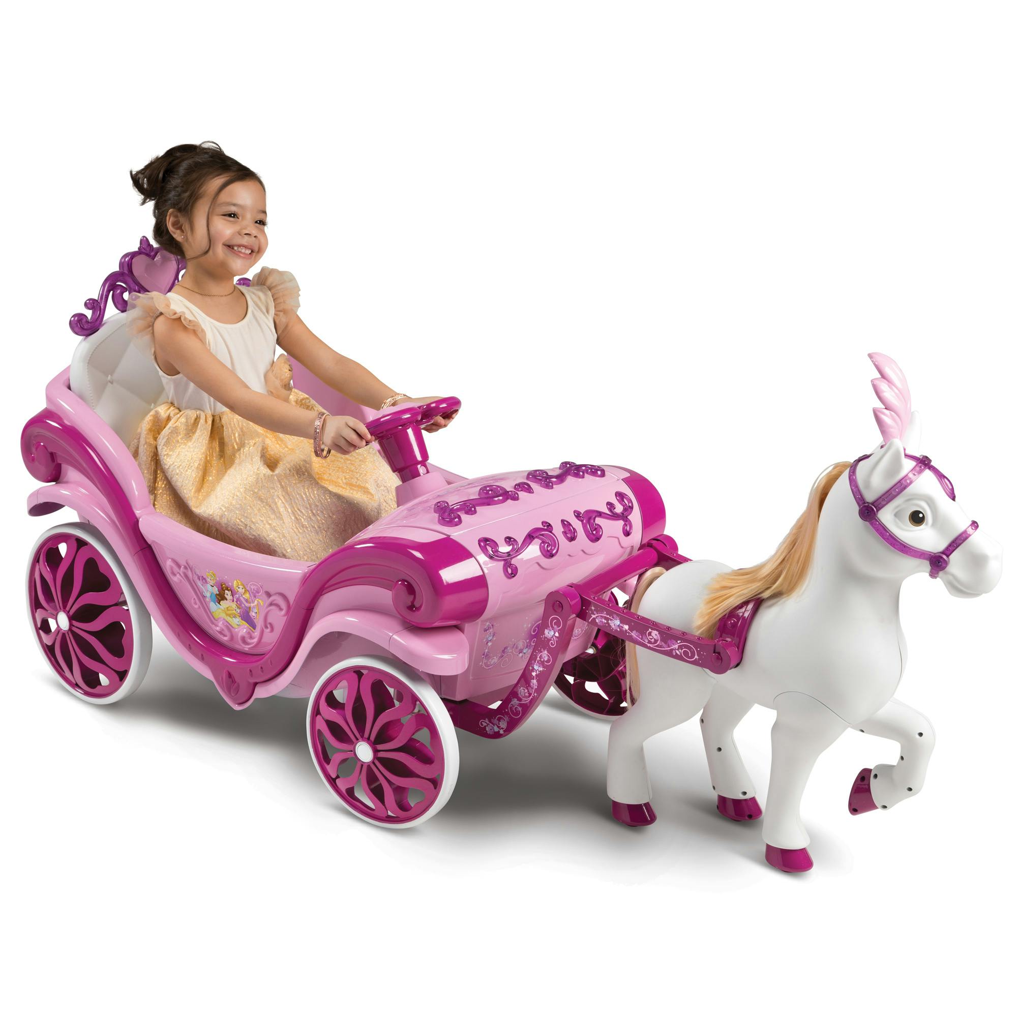 Huffy Disney Princess Koets met paard 6V roze