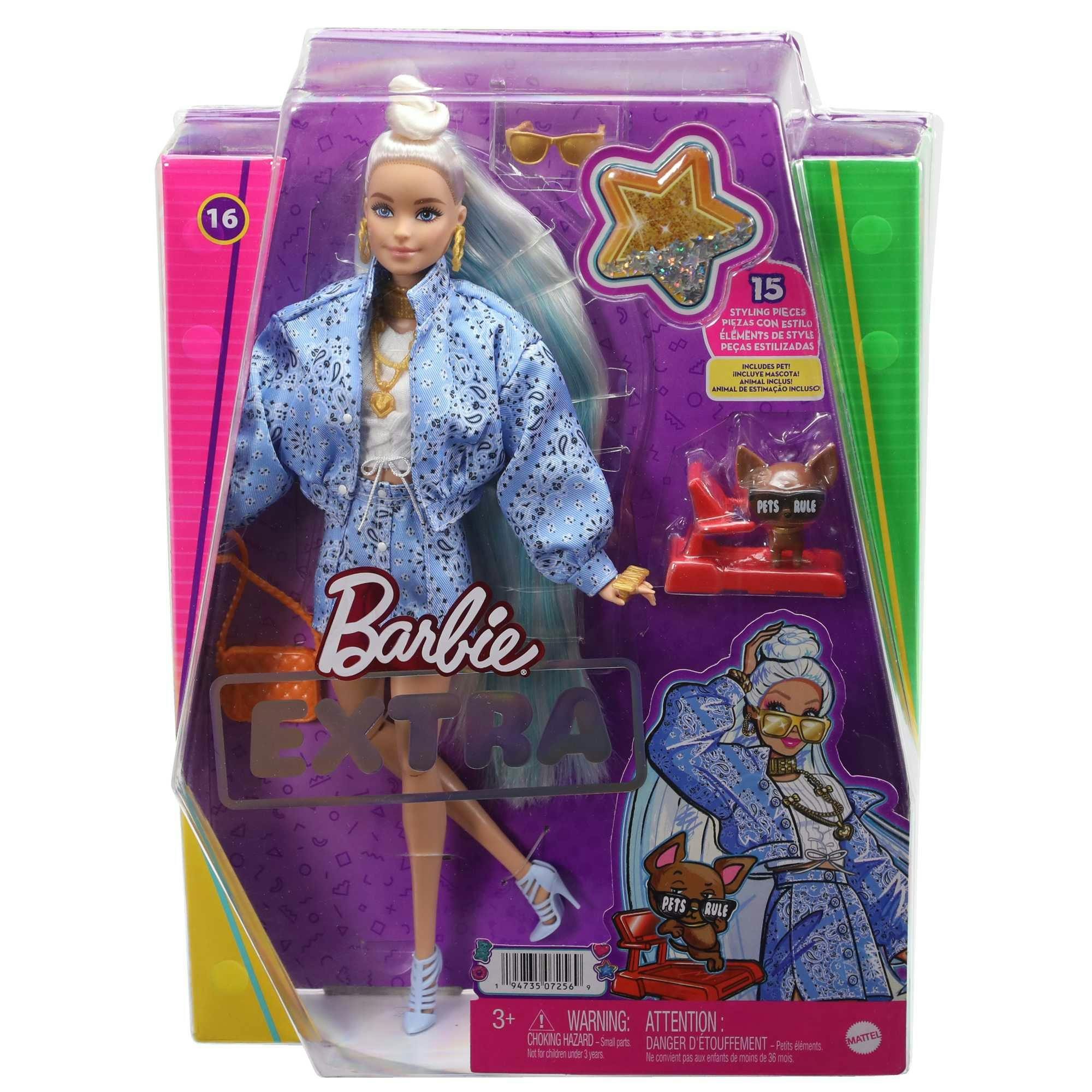 Poupée Barbie Extra avec Accessoires de coiffure et Chiot