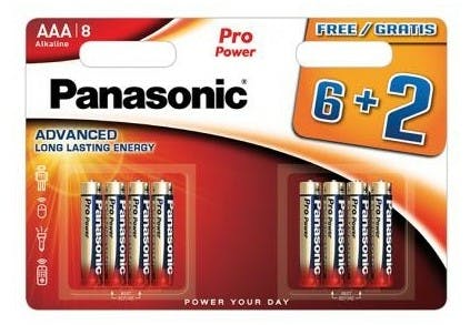 6+2 Panasonic Prow Alkaline Batterijen 
