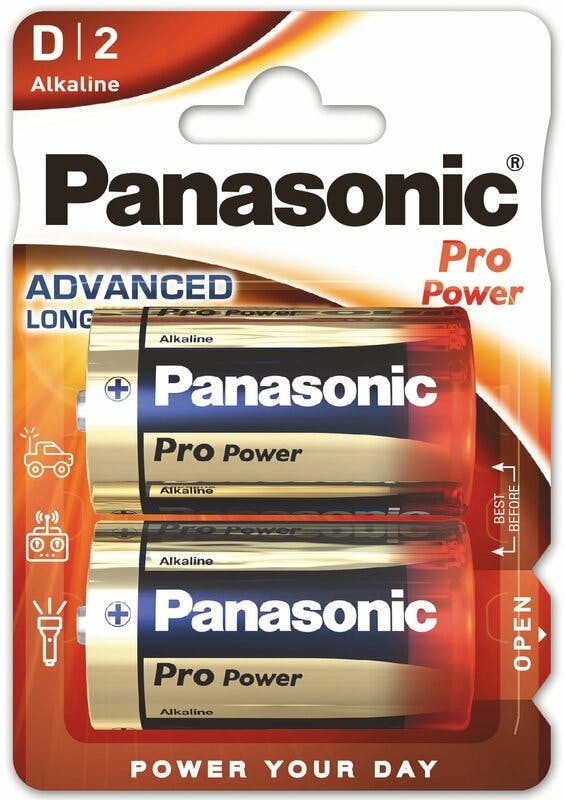 2 Piles Alkaline Lr20/d Panasonic Pro Po
