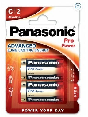 2 Piles Alkaline Lr14 Panasonic Pro Power