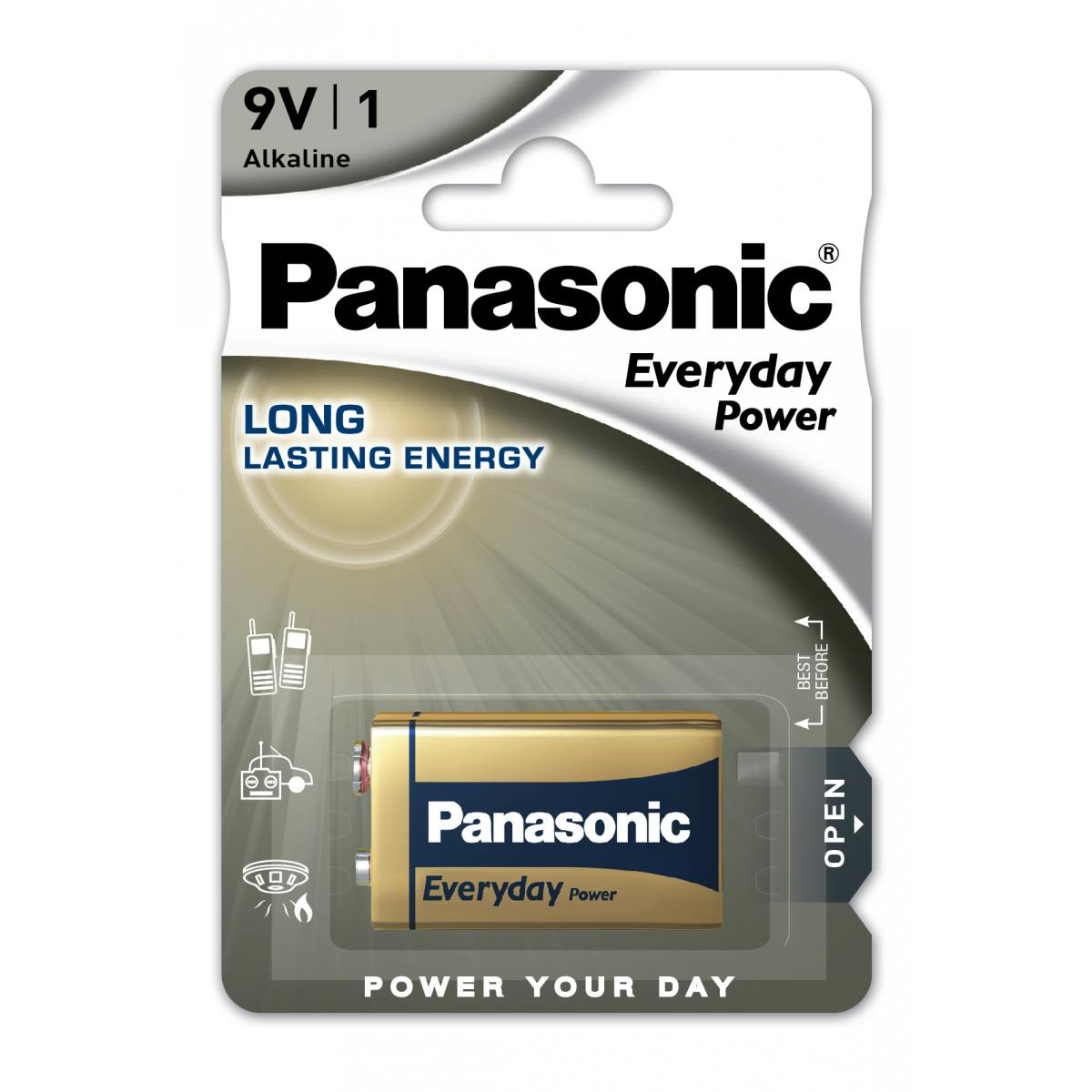 Pile Alkaline 9V 6LR61 Panasonic Everyday Power.