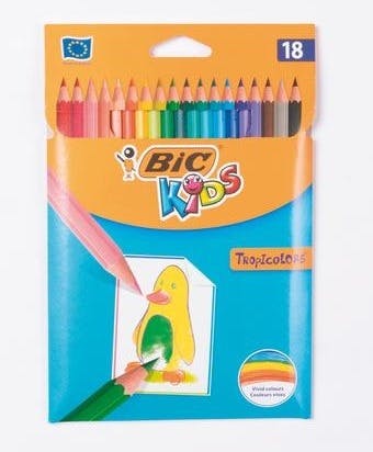 Crayons De Couleur Bic Kids Tropicolors 18 Pièces 