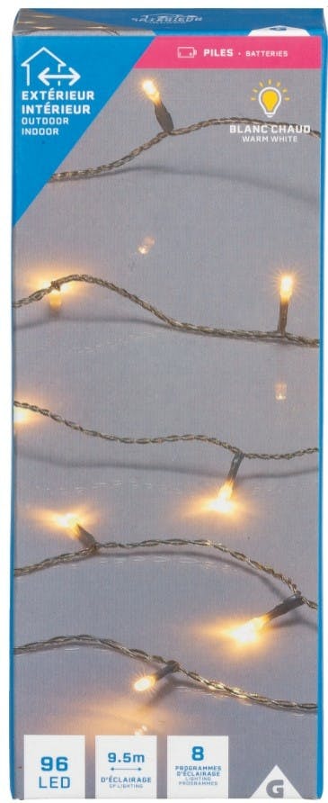 Kerstverlichting voor binnen en buiten 96 LEDs warm wit - 10,5 meter