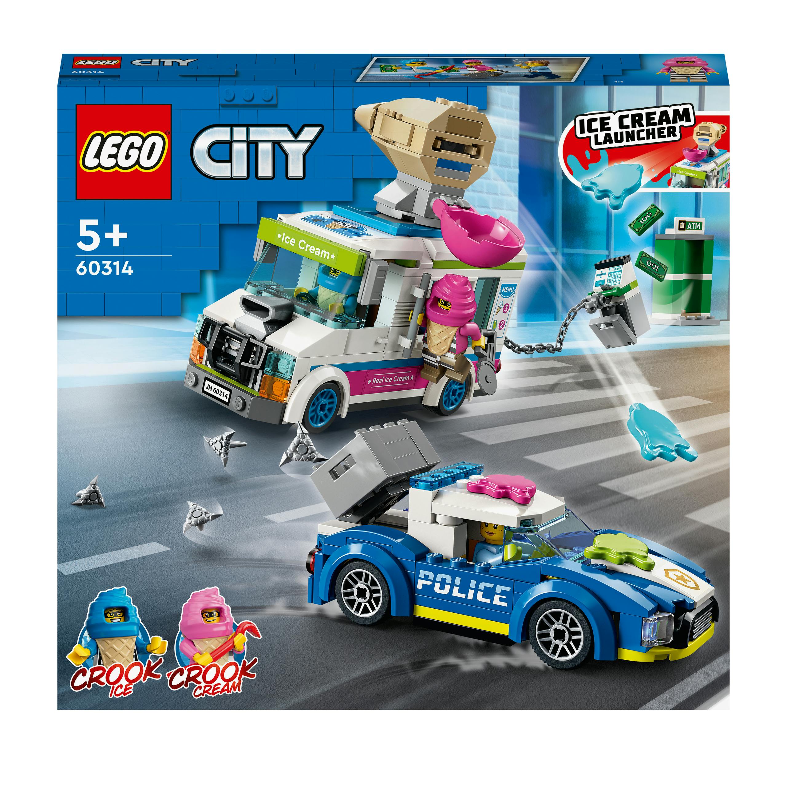 LEGO 60314 City La Course-Poursuite du Camion de Glaces, Jouet de