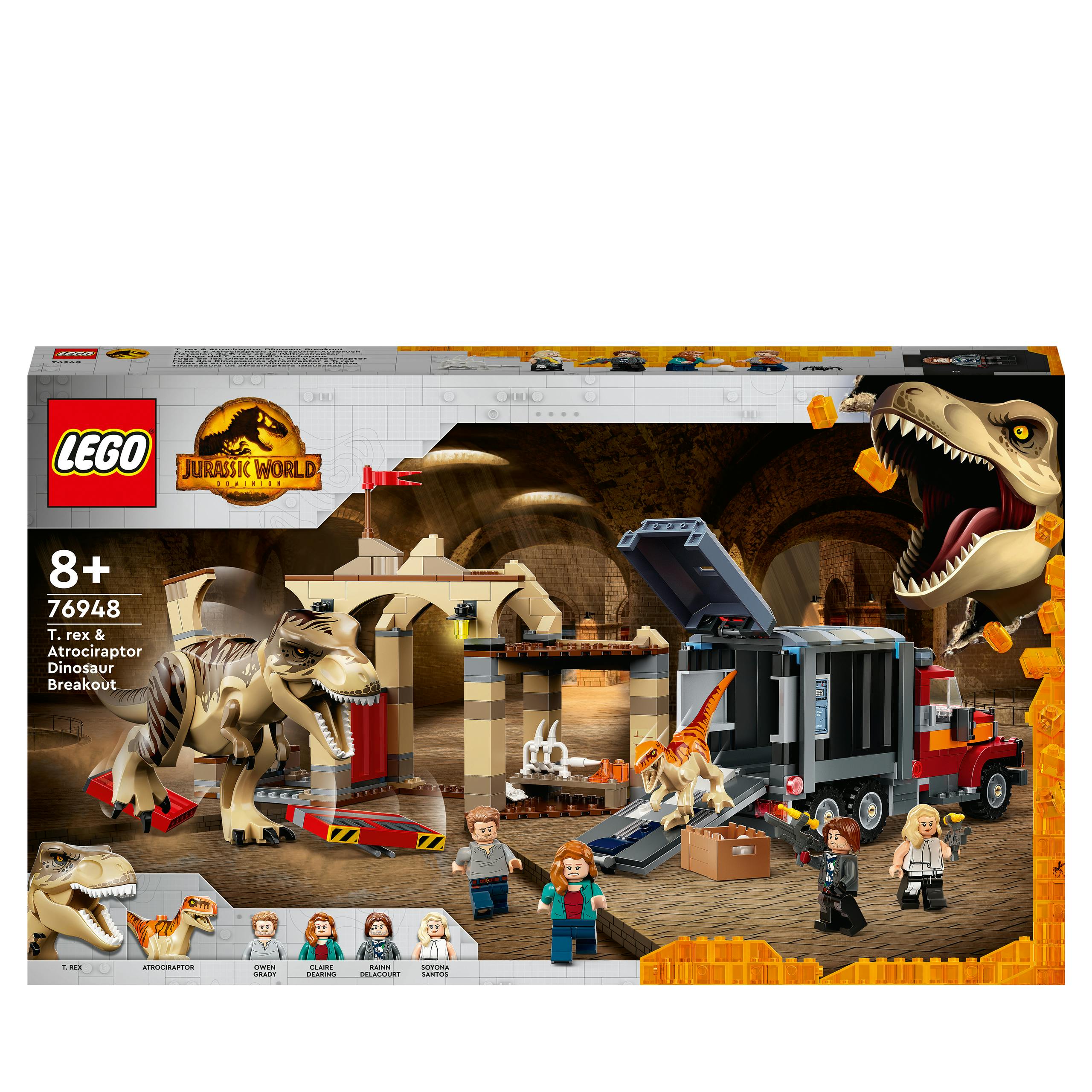 terrorist Afspraak worstelen LEGO Jurassic World T-Rex & Atrociraptor Dinosaurus On (76948)