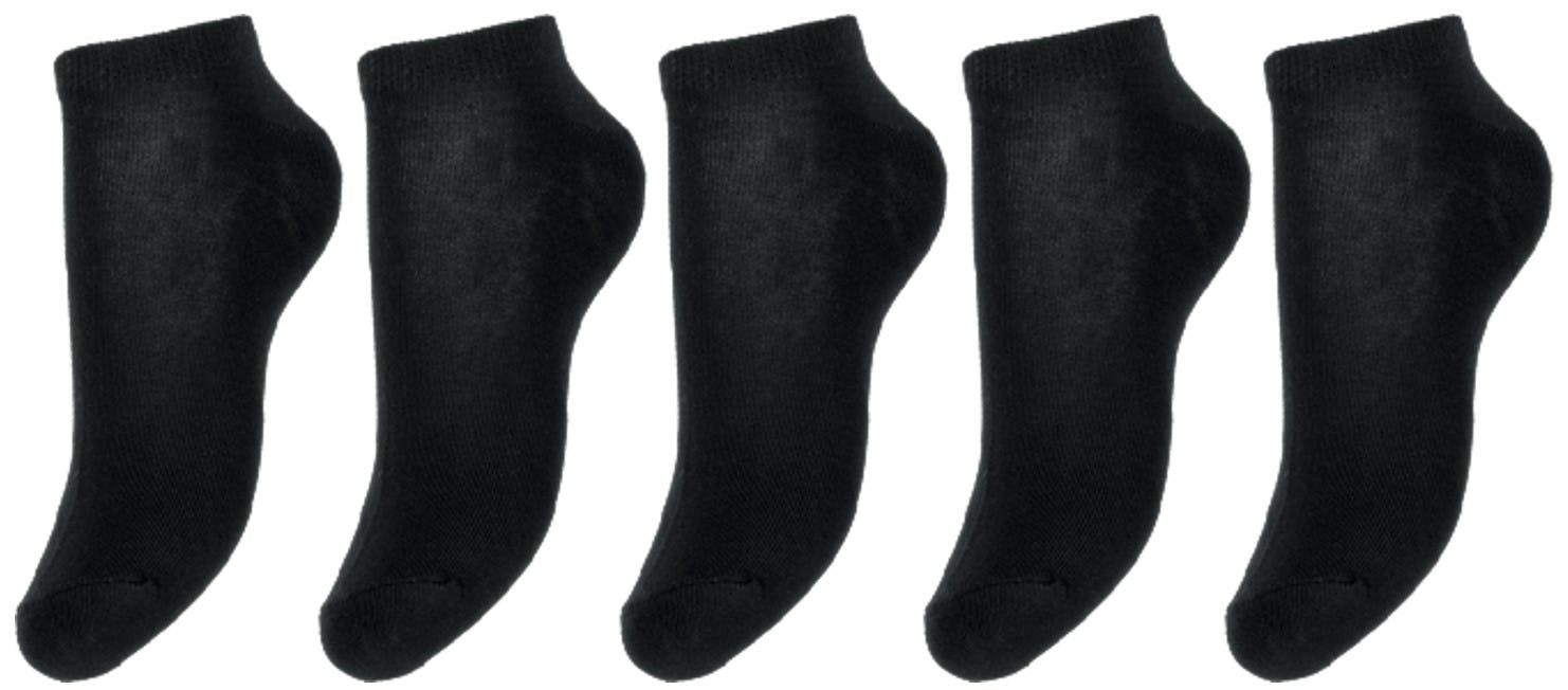 Set 5 Paar Korte Zwarte Sokken