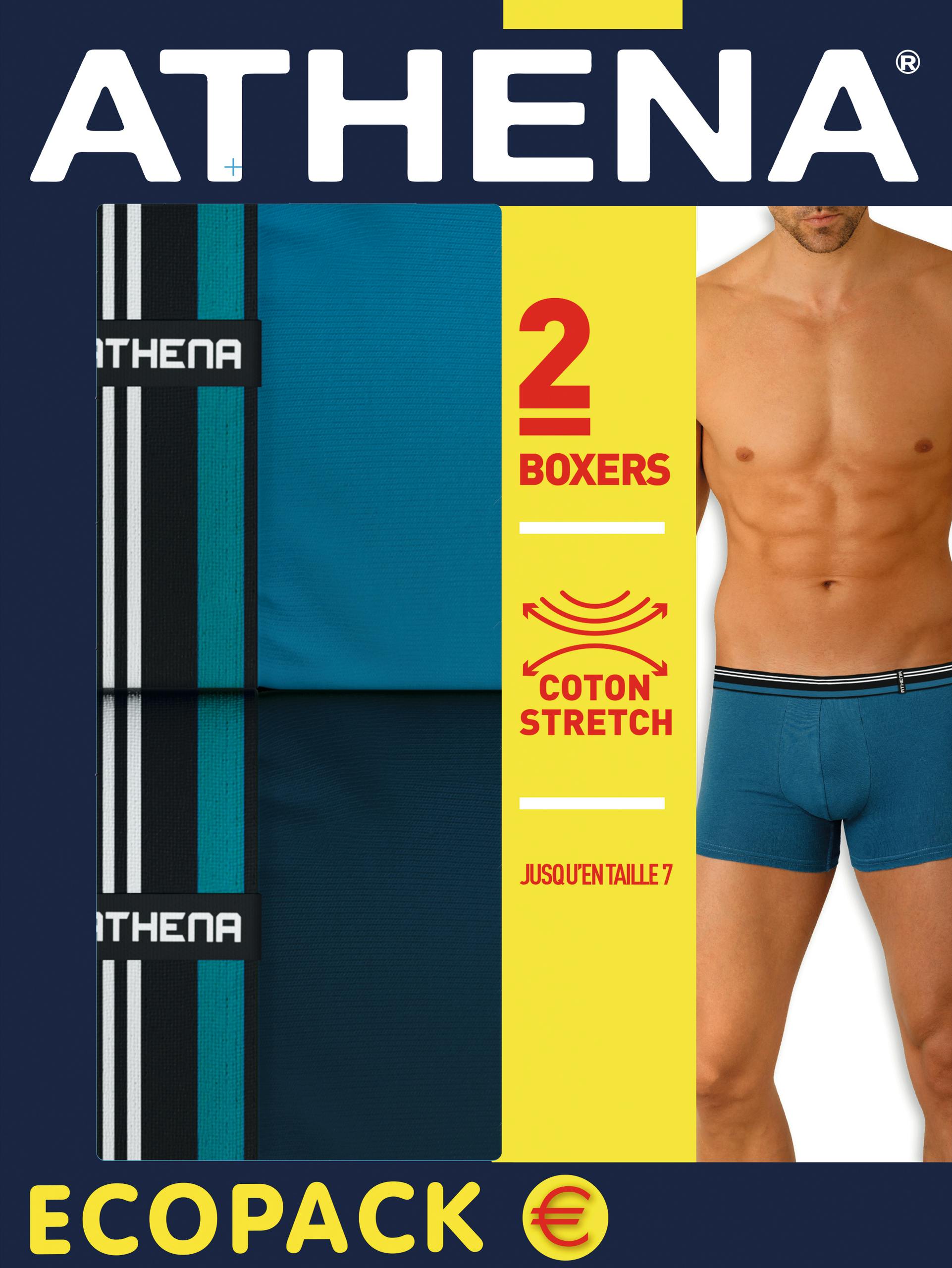 Athena - Set 2 Heren Blauwe Effen Boxershorts