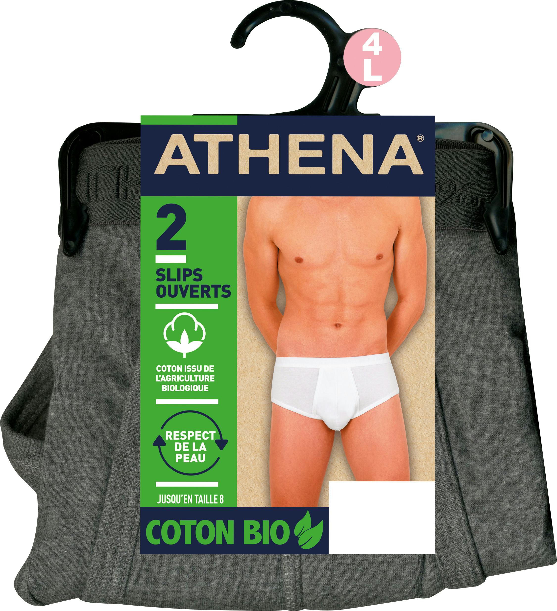 Athena Lot 2 Slips Coton Bio Gris